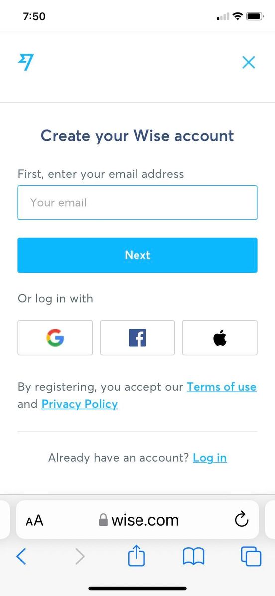 wise payment instructions CREATE account